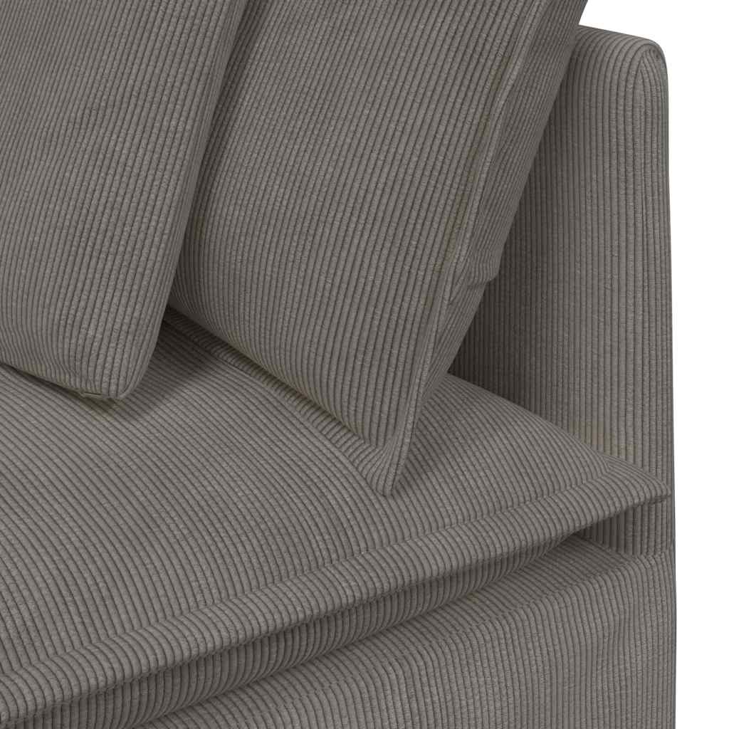 vidaXL Modulares Sofa mit Kissen Cordstoff Hellgrau