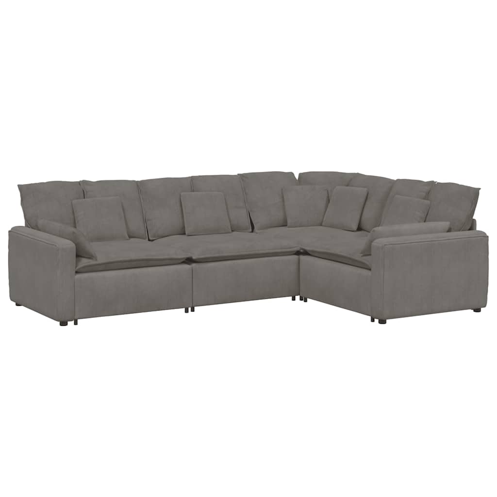 vidaXL Modulares Sofa mit Kissen Cordstoff Hellgrau