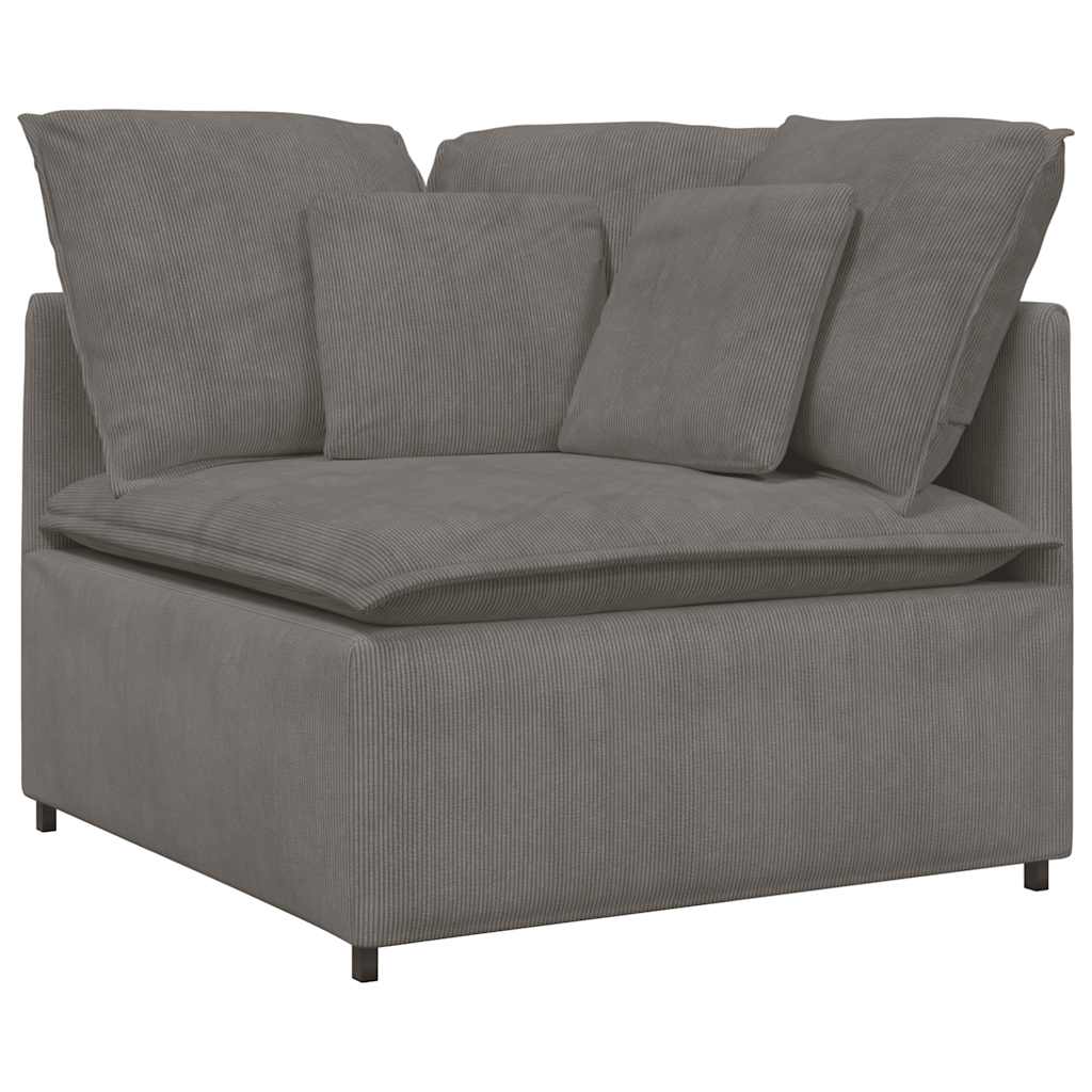 vidaXL Modulares Sofa mit Kissen Cordstoff Hellgrau