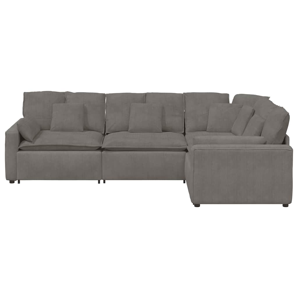 vidaXL Modulares Sofa mit Kissen Cordstoff Hellgrau