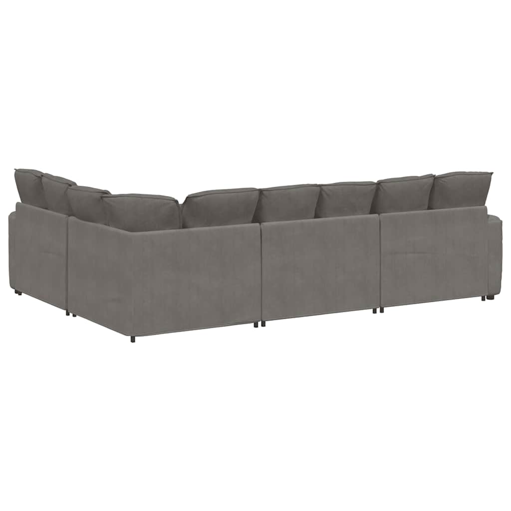 vidaXL Modulares Sofa mit Kissen Cordstoff Hellgrau