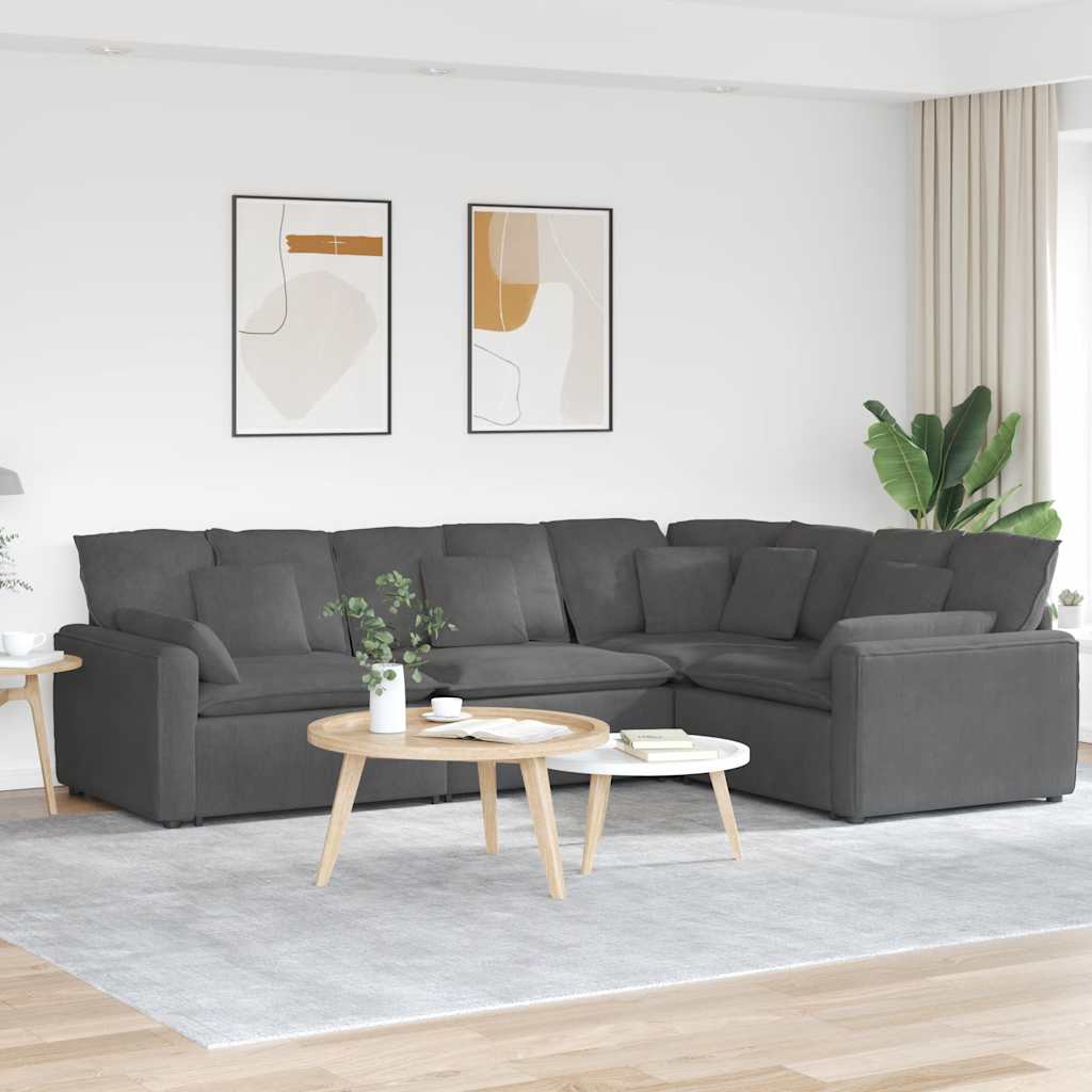 vidaXL Modulares Sofa mit Kissen Cordstoff Hellgrau