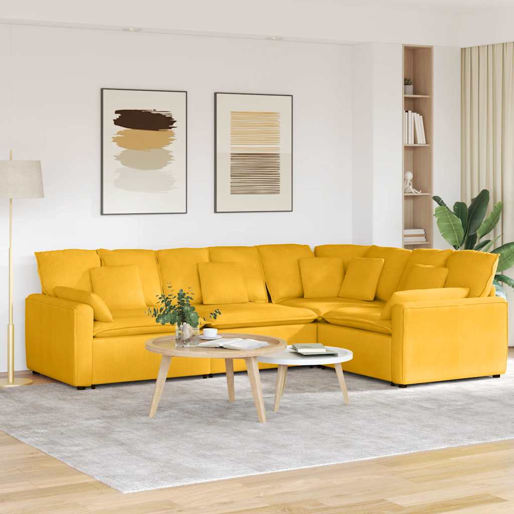 vidaXL Modulares Sofa mit Kissen Cordstoff Hellgrau
