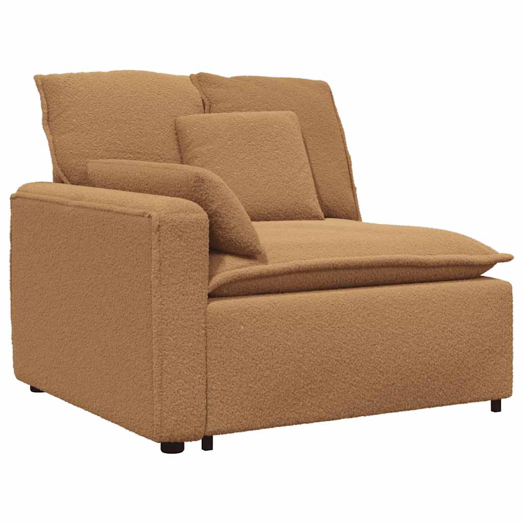 vidaXL Modulares Sofa mit Kissen Stoff in Lammwolloptik Beige