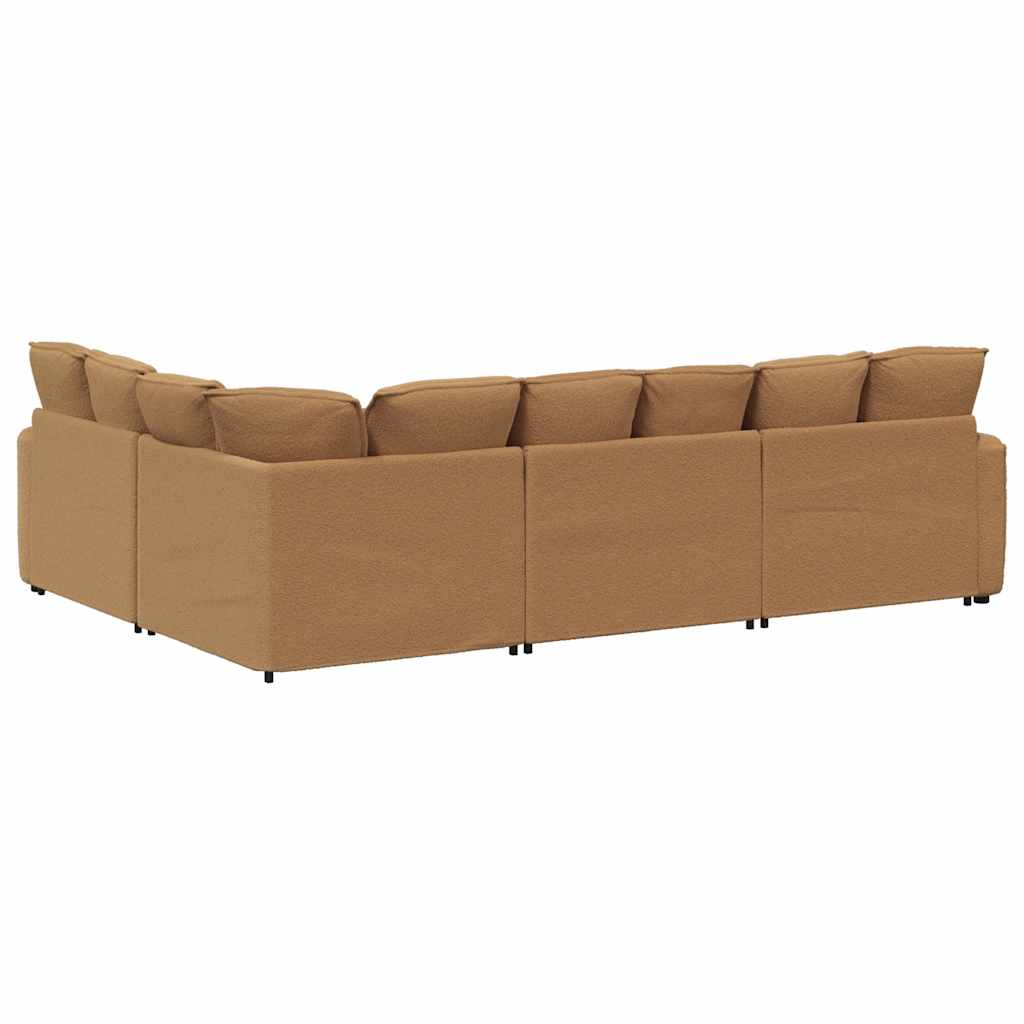 vidaXL Modulares Sofa mit Kissen Stoff in Lammwolloptik Beige