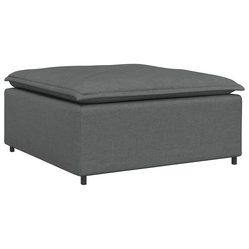 vidaXL Modulares Sofa mit Fußhocker Kissen Stoff Dunkelgrau