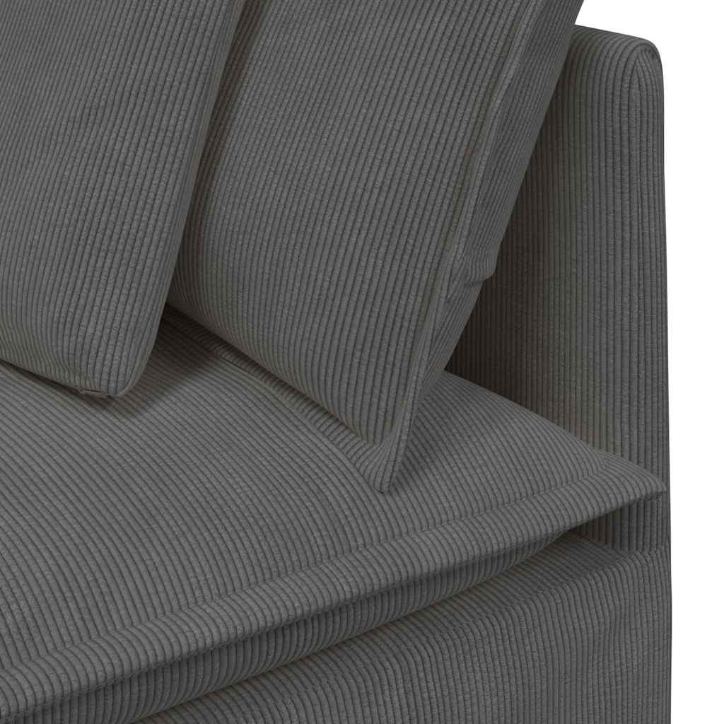 vidaXL Modulares Sofa mit Fußhocker Kissen Cordstoff Dunkelgrau