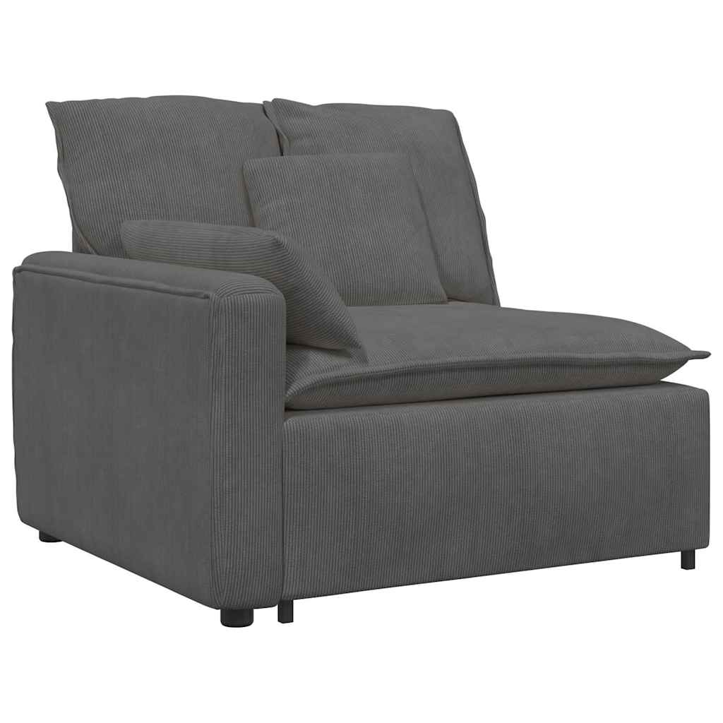 vidaXL Modulares Sofa mit Fußhocker Kissen Cordstoff Dunkelgrau