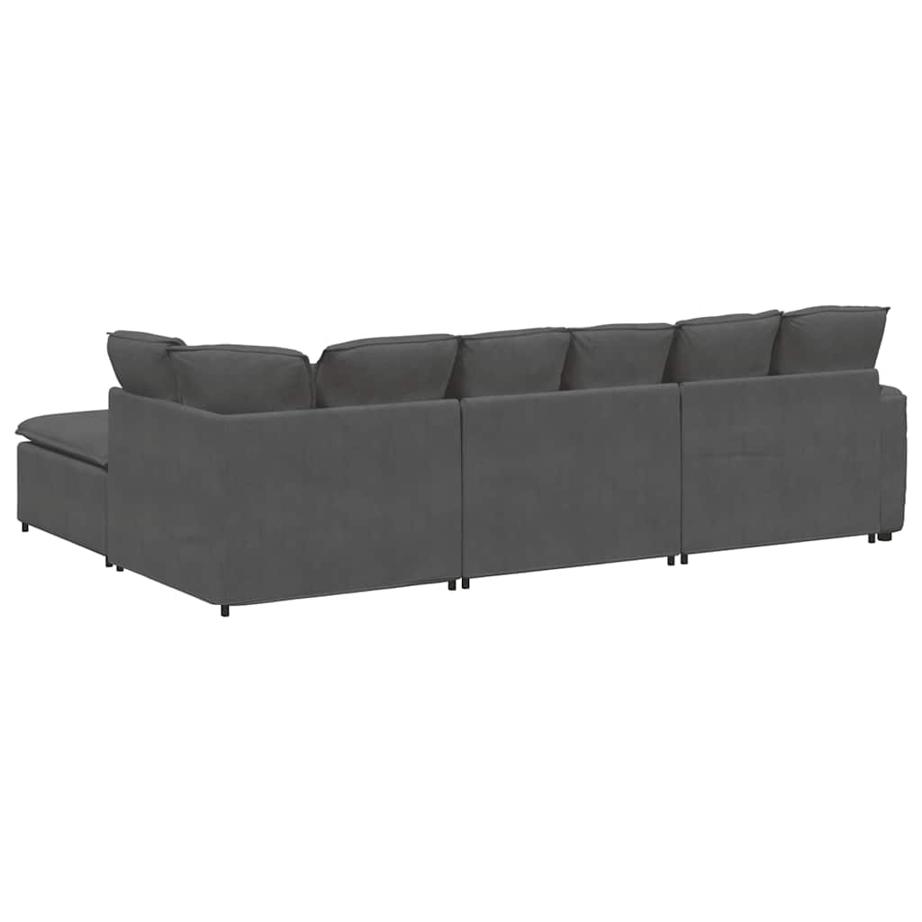 vidaXL Modulares Sofa mit Fußhocker Kissen Cordstoff Dunkelgrau