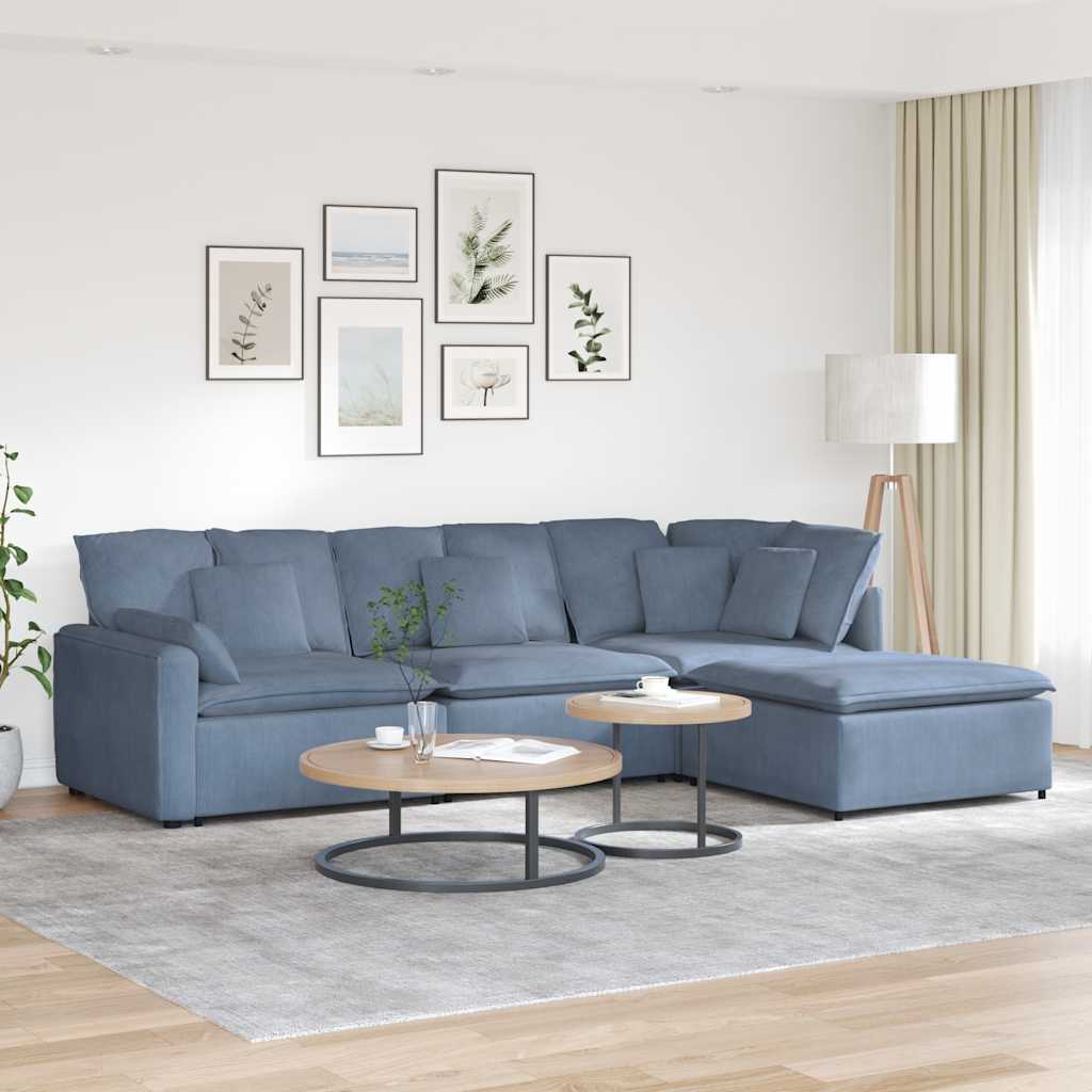 vidaXL Modulares Sofa mit Fußhocker Kissen Cordstoff Dunkelgrau