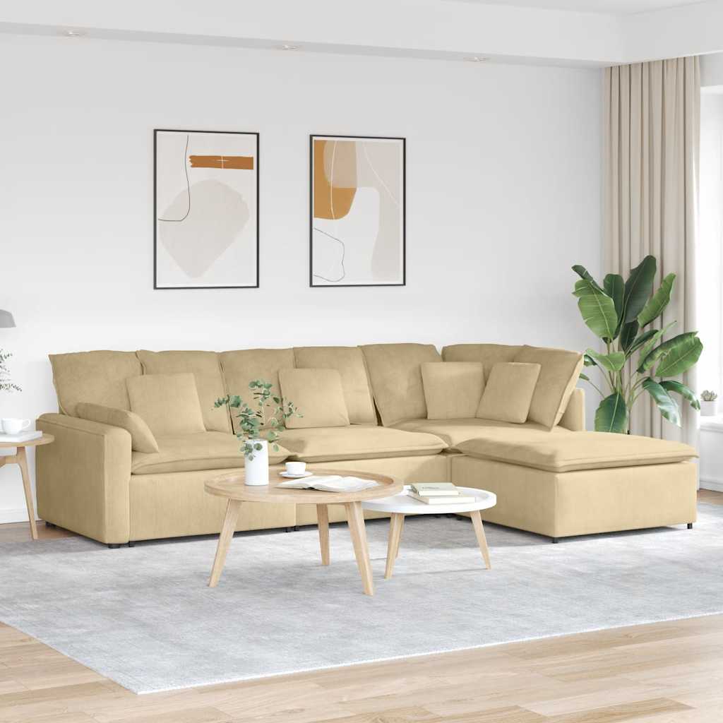 vidaXL Modulares Sofa mit Fußhocker Kissen Cordstoff Dunkelgrau