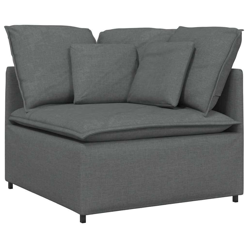 vidaXL Modulares Sofa mit Fußhocker Kissen Stoff Dunkelgrau