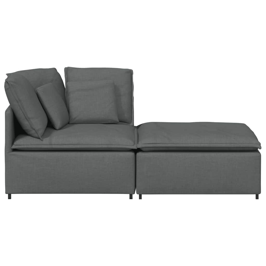 vidaXL Modulares Sofa mit Fußhocker Kissen Stoff Dunkelgrau