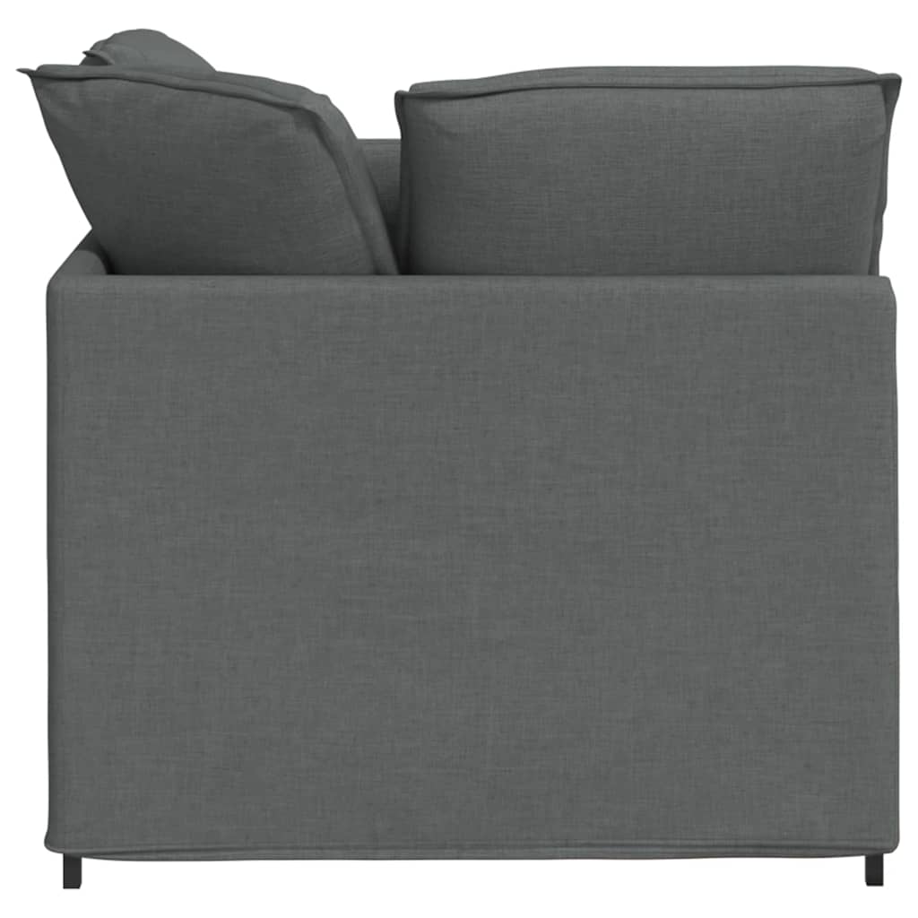 vidaXL Modulares Sofa mit Fußhocker Kissen Stoff Dunkelgrau