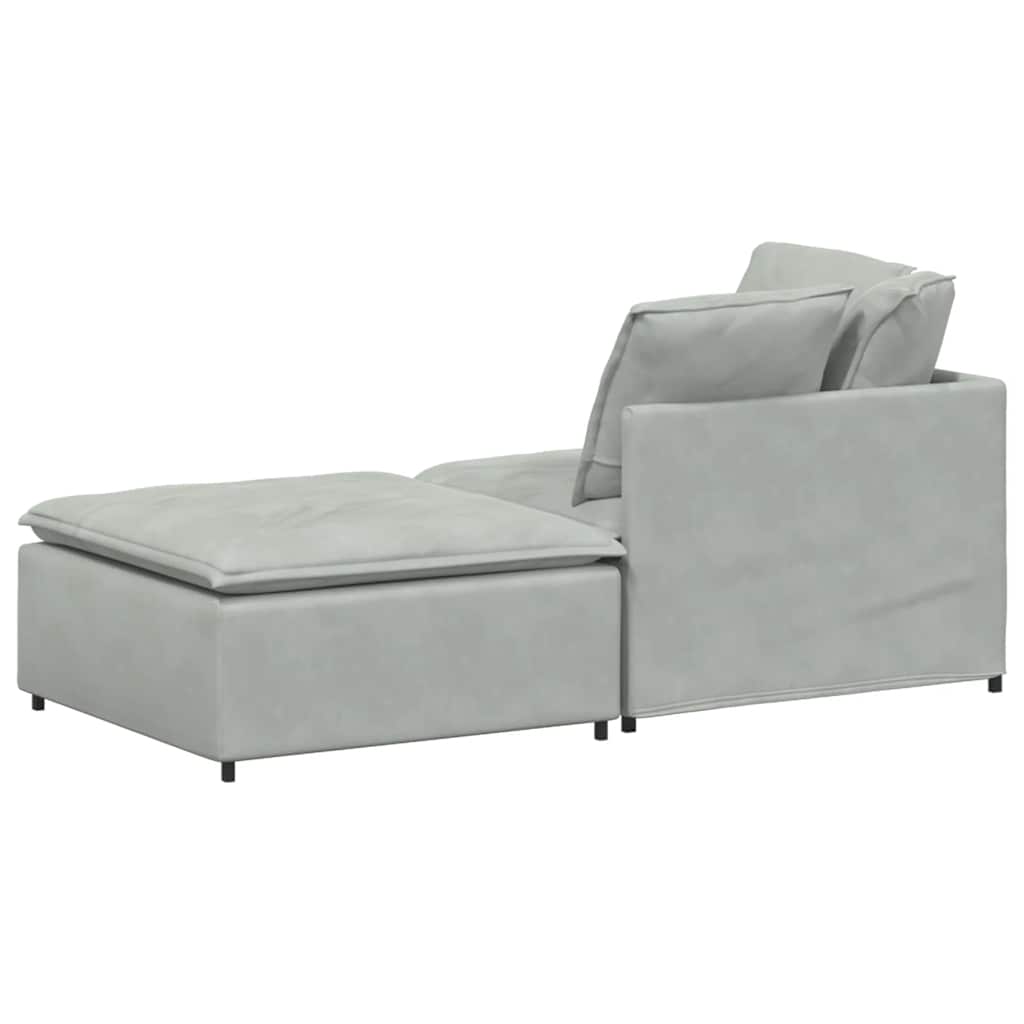 vidaXL Modulares Sofa mit Fußhocker Kissen Samt Hellgrau