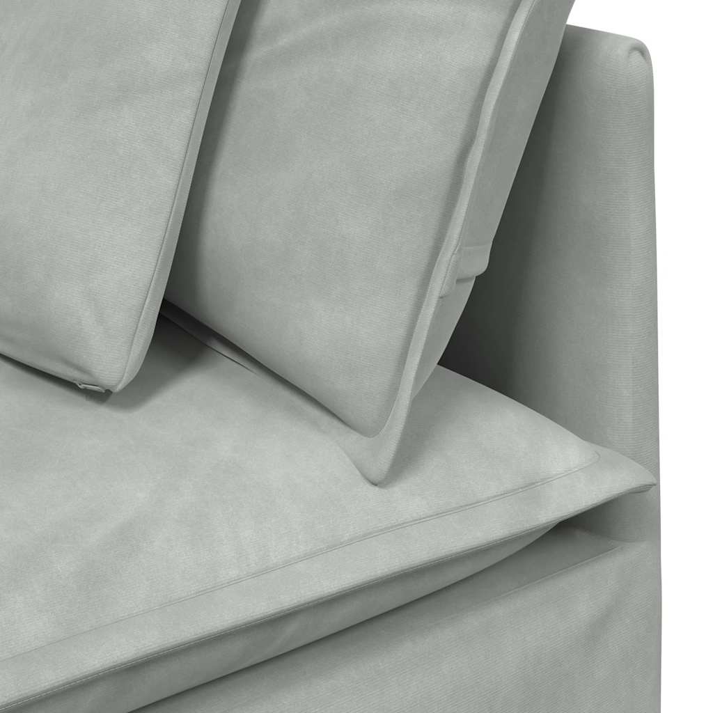 vidaXL Modulares Sofa mit Fußhocker Kissen Samt Hellgrau