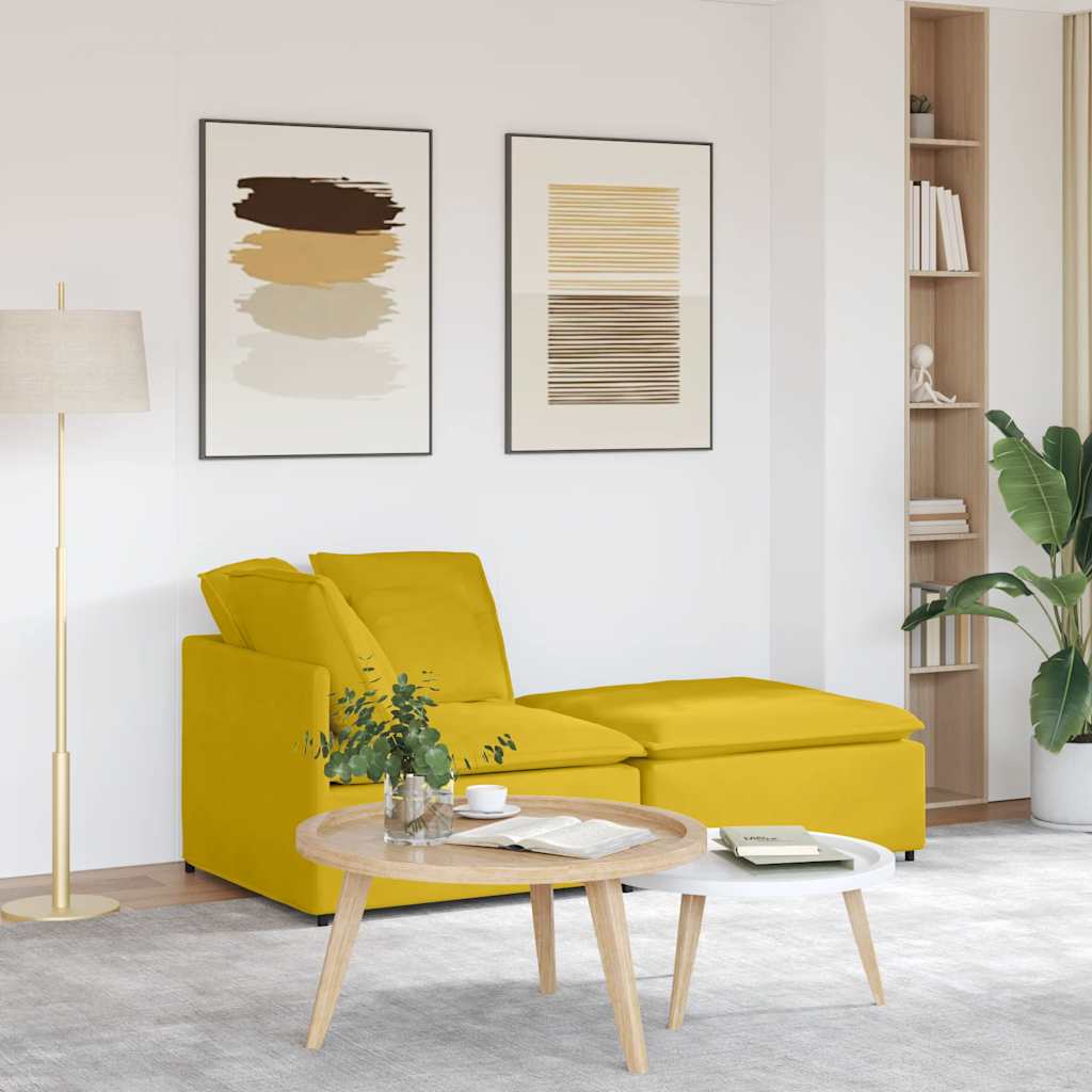 vidaXL Modulares Sofa mit Fußhocker Kissen Samt Hellgrau