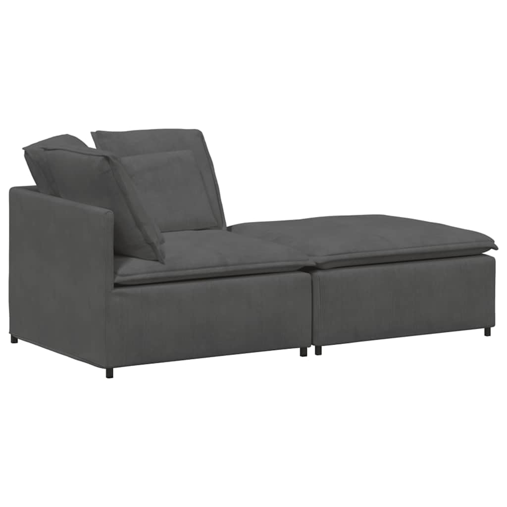 vidaXL Modulares Sofa mit Fußhocker Kissen Cordstoff Dunkelgrau