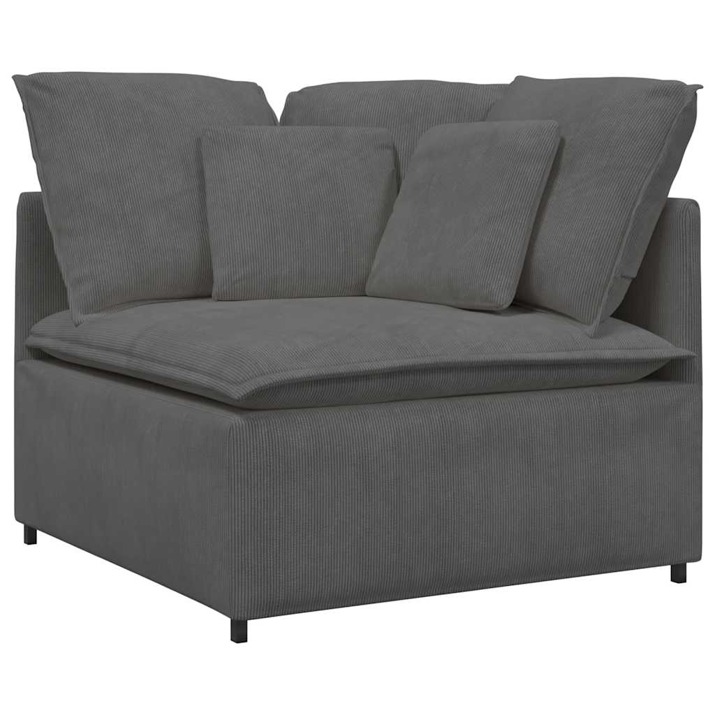 vidaXL Modulares Sofa mit Fußhocker Kissen Cordstoff Dunkelgrau