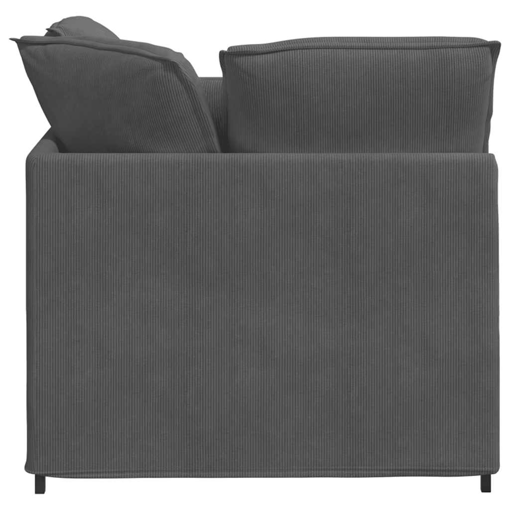 vidaXL Modulares Sofa mit Fußhocker Kissen Cordstoff Dunkelgrau