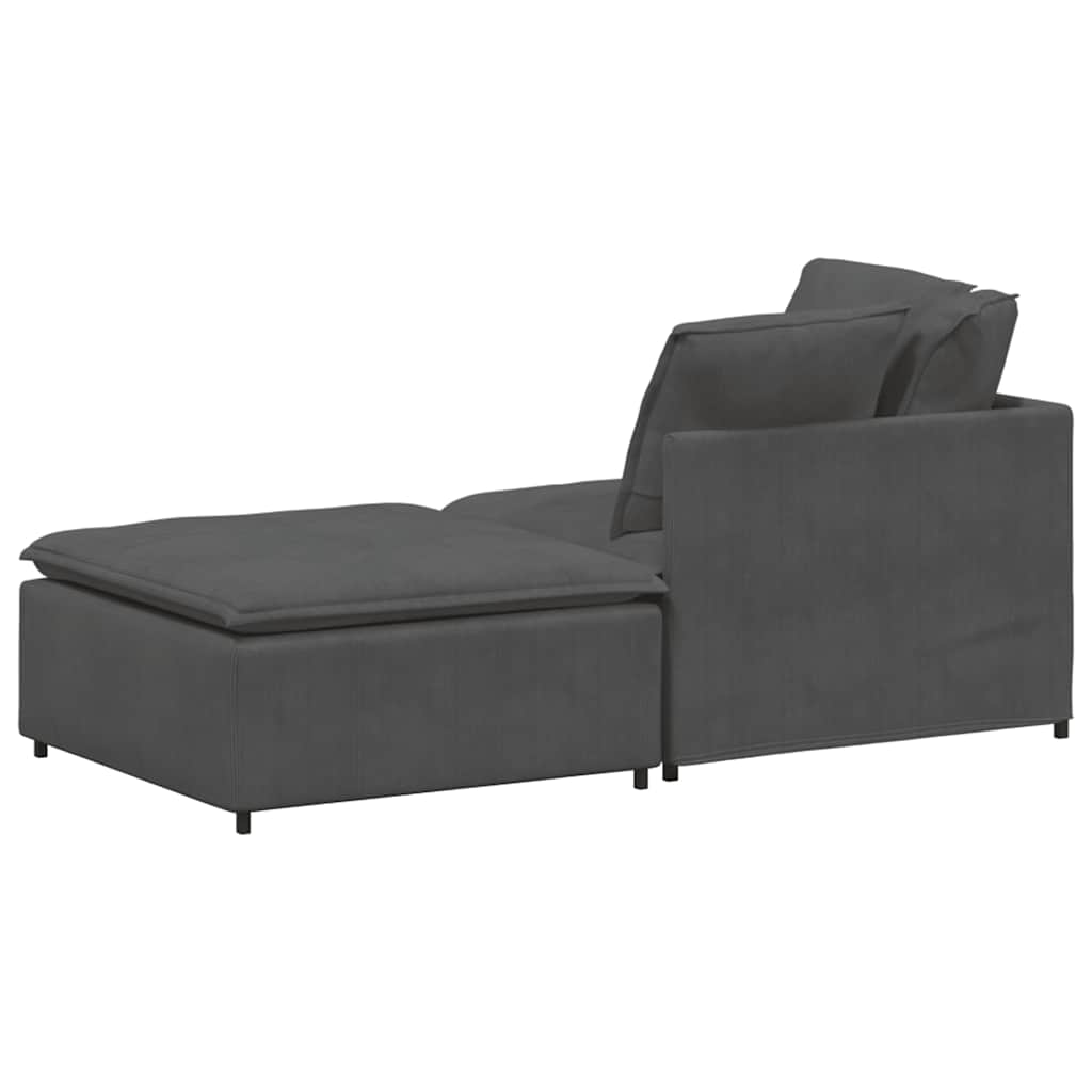 vidaXL Modulares Sofa mit Fußhocker Kissen Cordstoff Dunkelgrau