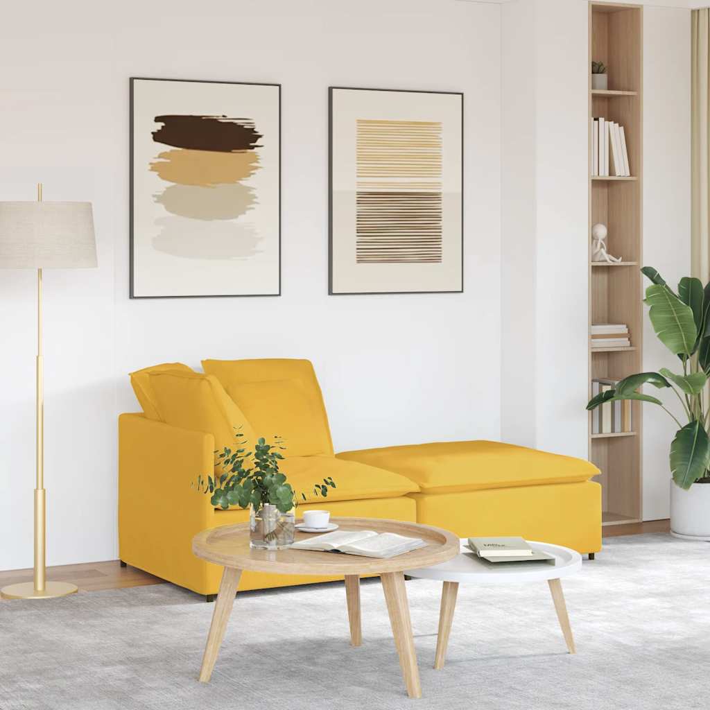 vidaXL Modulares Sofa mit Fußhocker Kissen Cordstoff Dunkelgrau