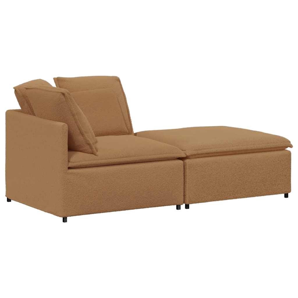 vidaXL Modulares Sofa mit Hocker Kissen Stoff in Lammwolloptik Beige