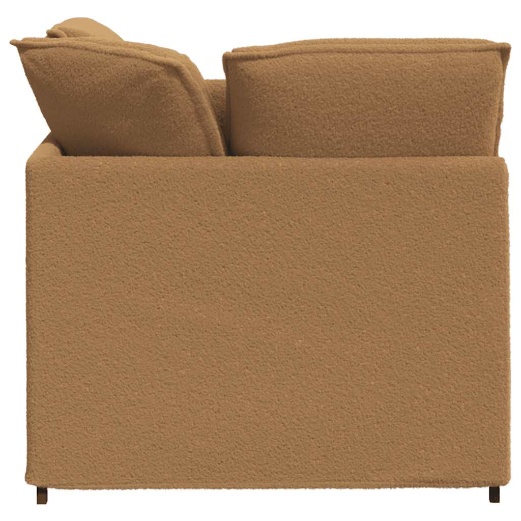 vidaXL Modulares Sofa mit Hocker Kissen Stoff in Lammwolloptik Beige