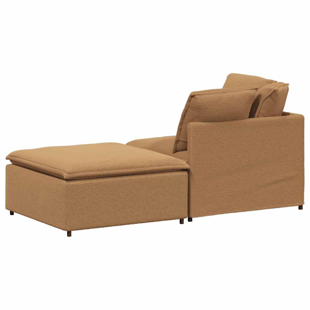 vidaXL Modulares Sofa mit Hocker Kissen Stoff in Lammwolloptik Beige