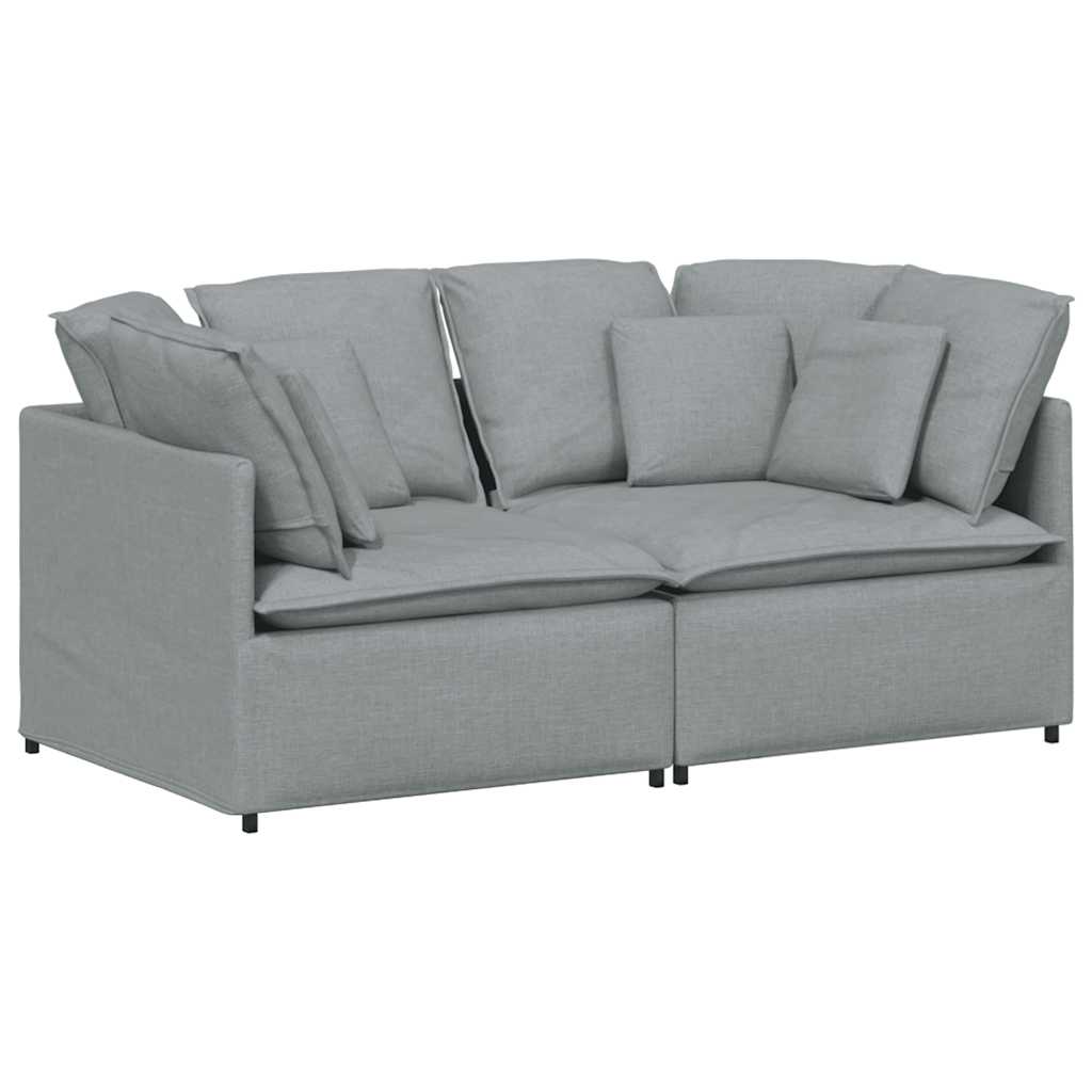 vidaXL Modulares Sofa mit Kissen Stoff Hellgrau