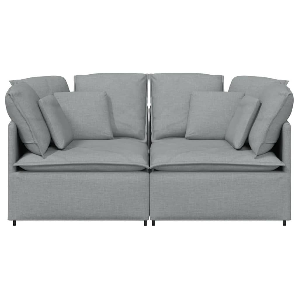 vidaXL Modulares Sofa mit Kissen Stoff Hellgrau