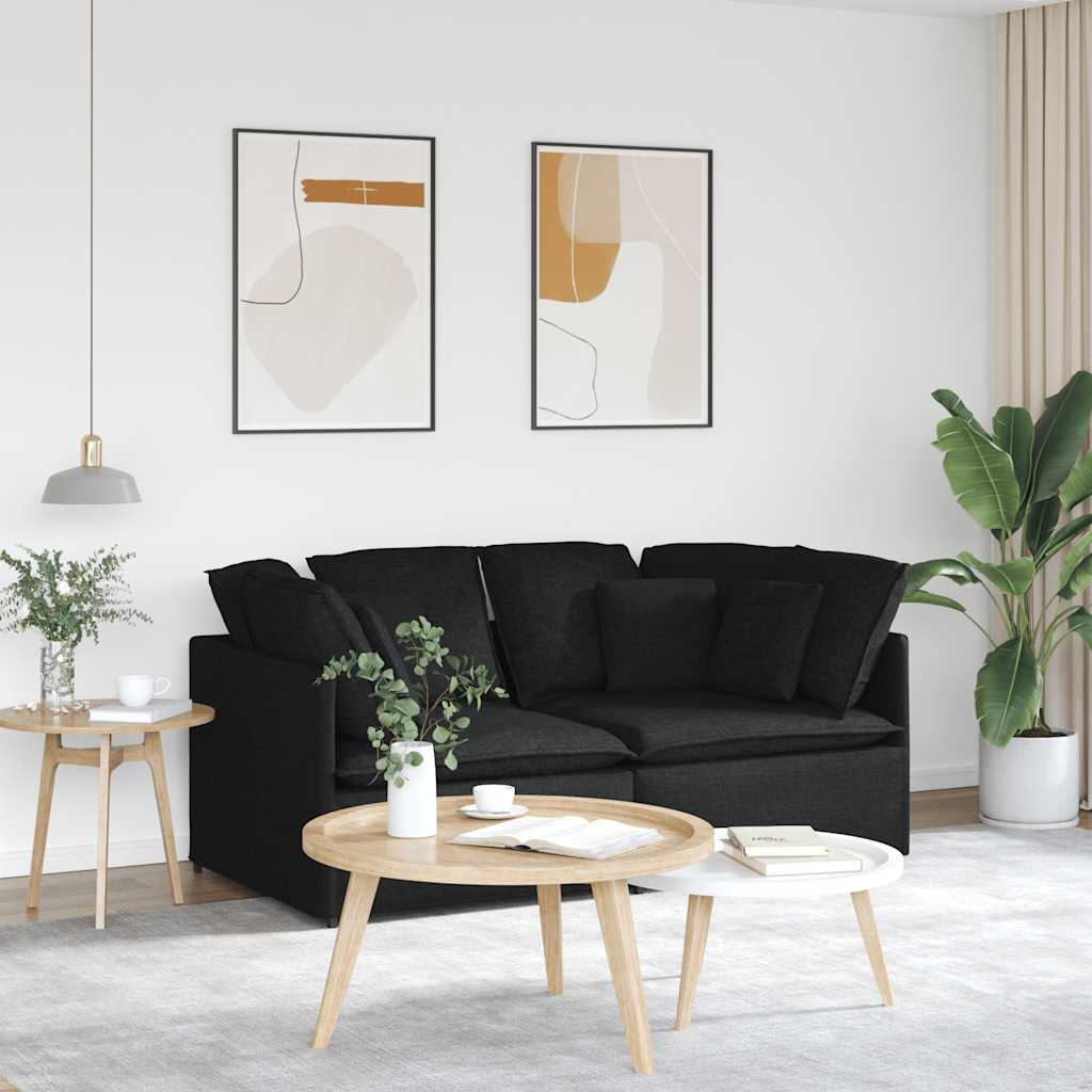 vidaXL Modulares Sofa mit Kissen Stoff Hellgrau
