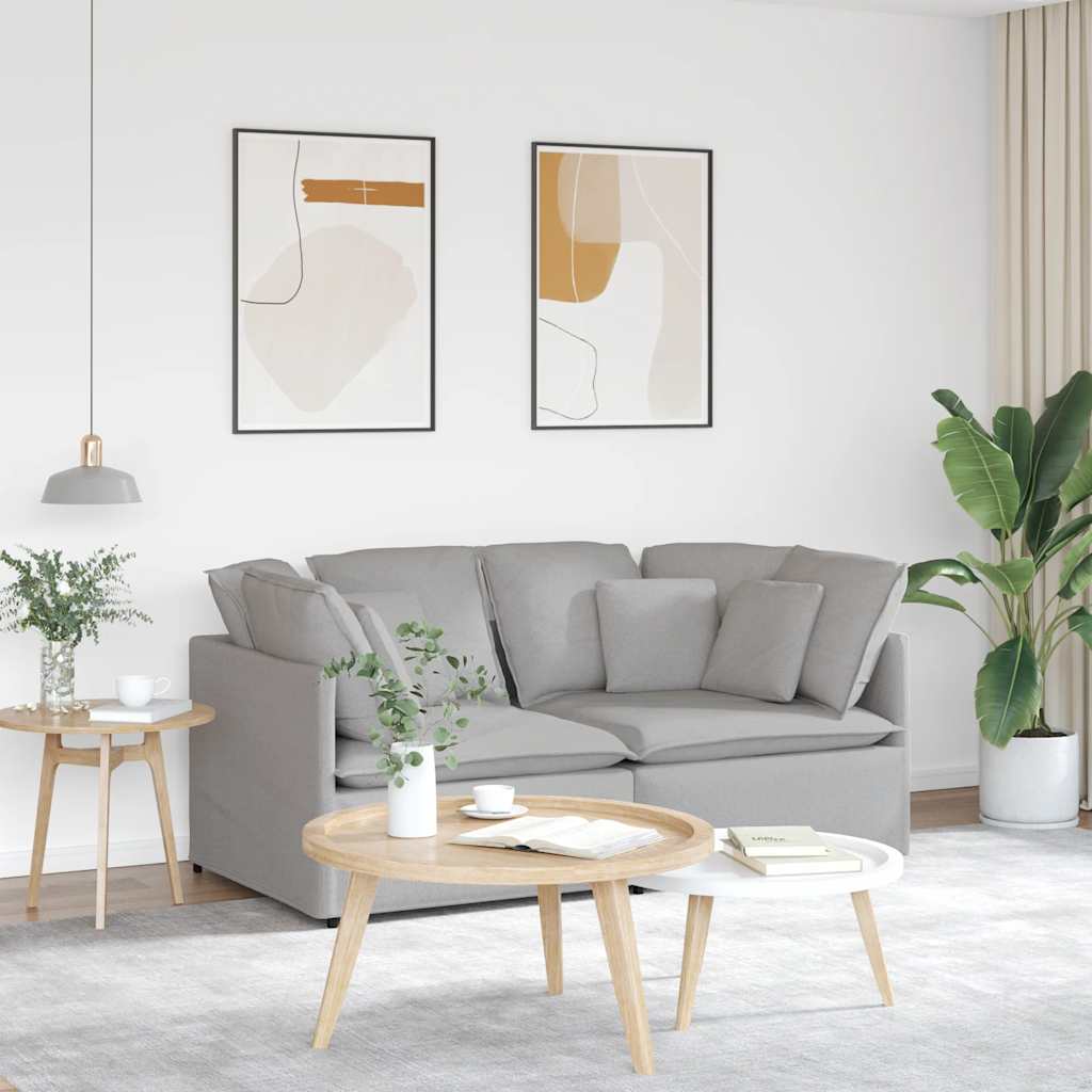 vidaXL Modulares Sofa mit Kissen Stoff Hellgrau