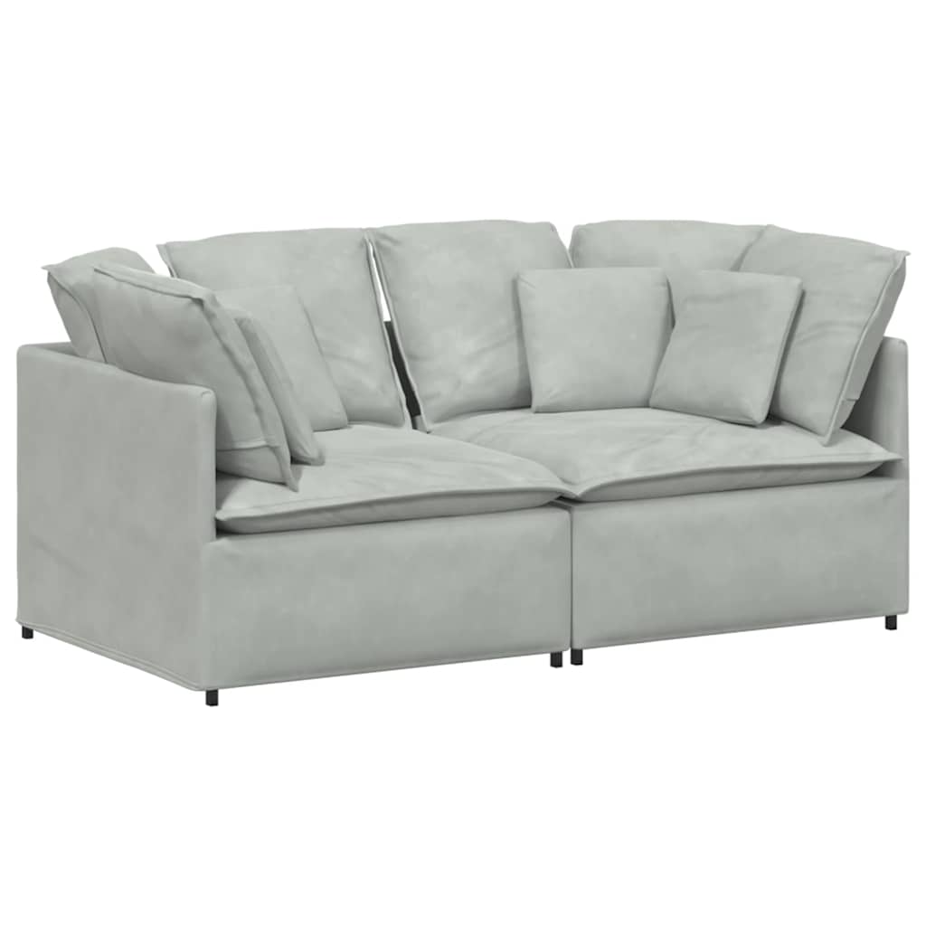 vidaXL Modulares Sofa mit Kissen Samt Hellgrau