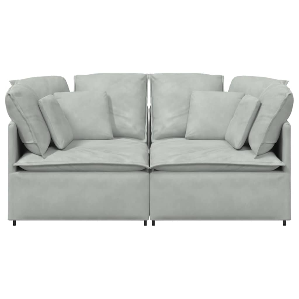 vidaXL Modulares Sofa mit Kissen Samt Hellgrau