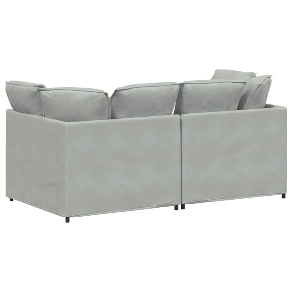 vidaXL Modulares Sofa mit Kissen Samt Hellgrau