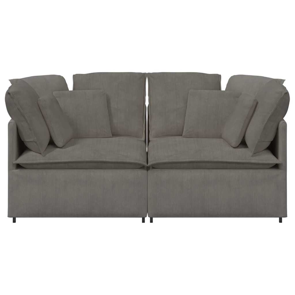 vidaXL Modulares Sofa mit Kissen Cordstoff Hellgrau