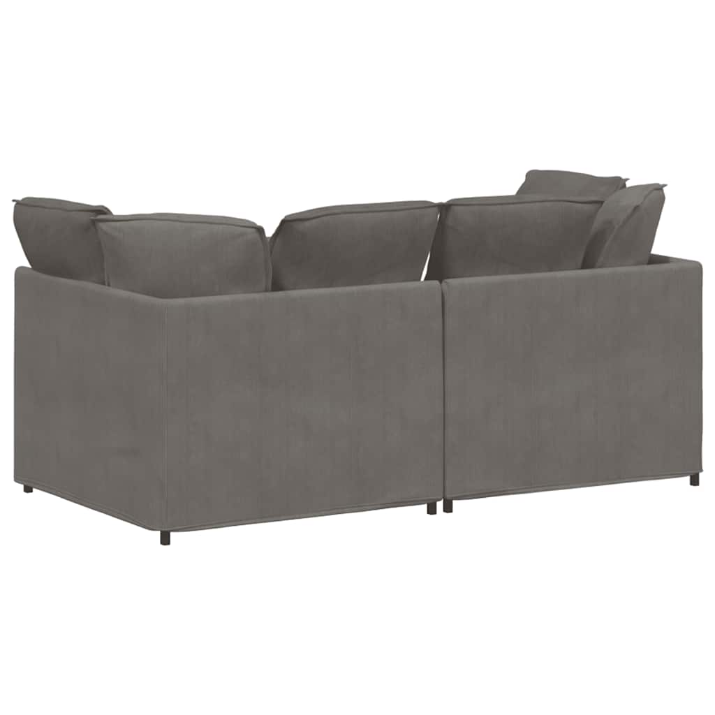 vidaXL Modulares Sofa mit Kissen Cordstoff Hellgrau