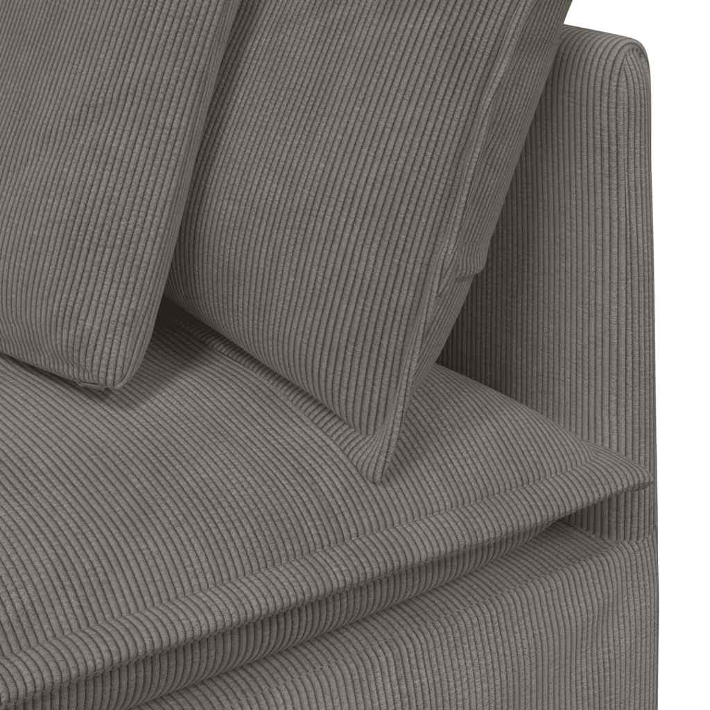 vidaXL Modulares Sofa mit Kissen Cordstoff Hellgrau