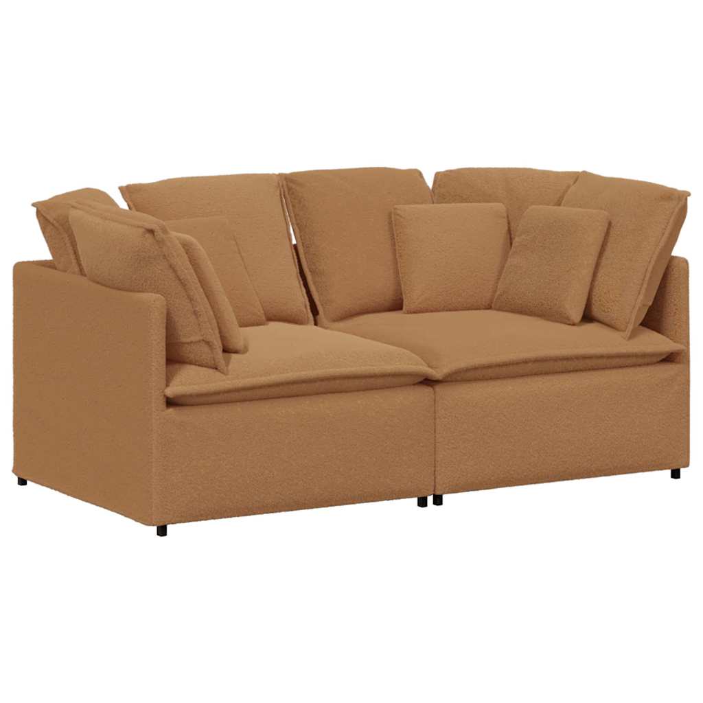 vidaXL Modulares Sofa mit Kissen Stoff in Lammwolloptik Beige