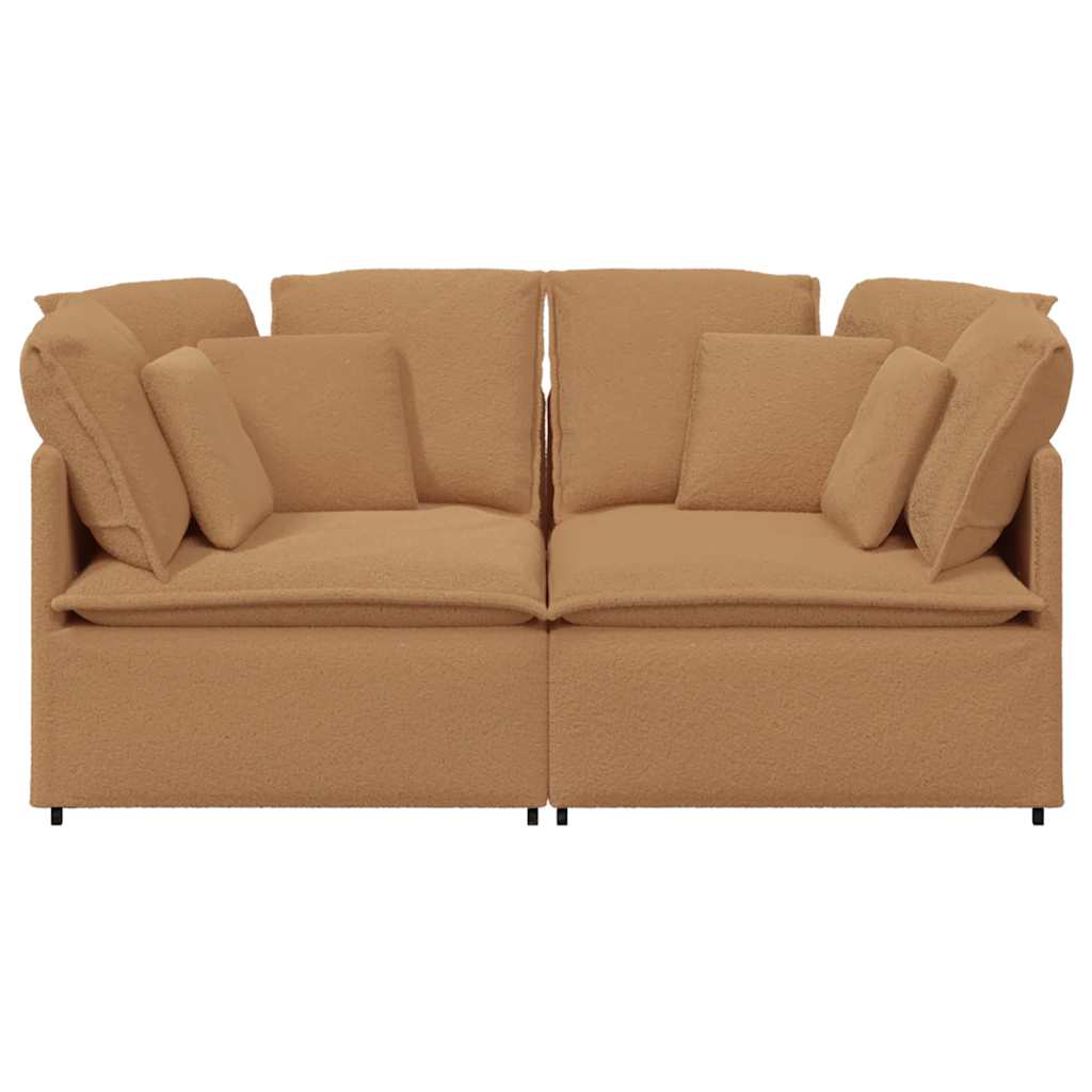vidaXL Modulares Sofa mit Kissen Stoff in Lammwolloptik Beige