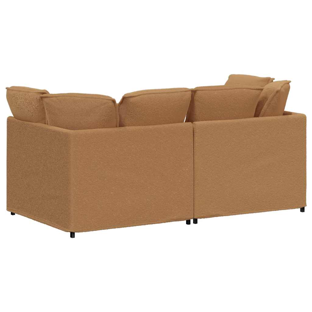 vidaXL Modulares Sofa mit Kissen Stoff in Lammwolloptik Beige