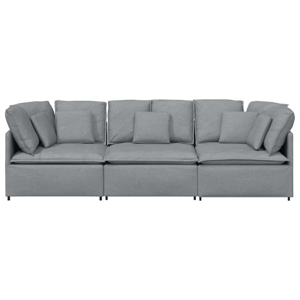 vidaXL Modulares Sofa mit Kissen Stoff Hellgrau