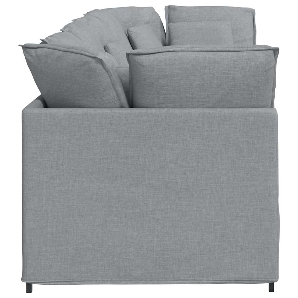 vidaXL Modulares Sofa mit Kissen Stoff Hellgrau