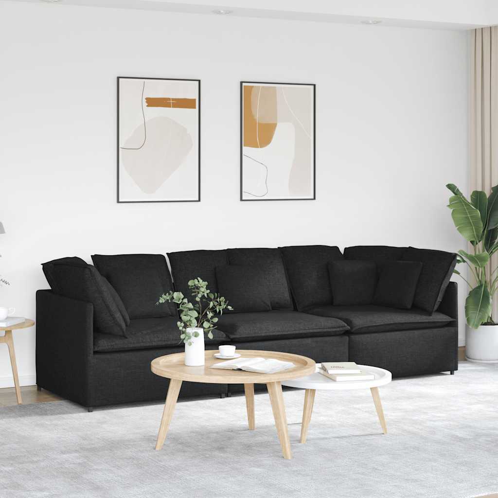 vidaXL Modulares Sofa mit Kissen Stoff Hellgrau