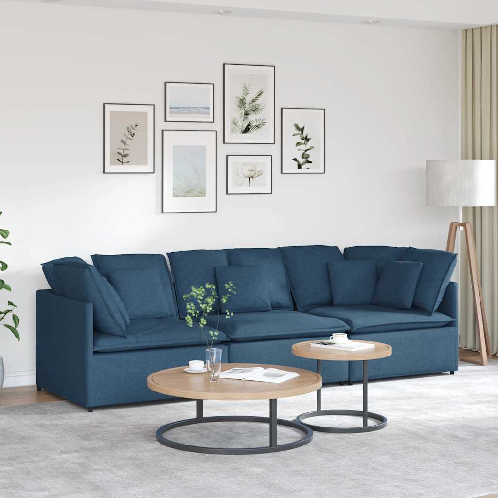 vidaXL Modulares Sofa mit Kissen Stoff Hellgrau