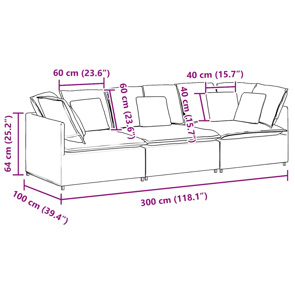 vidaXL Modulares Sofa mit Kissen Samt Hellgrau