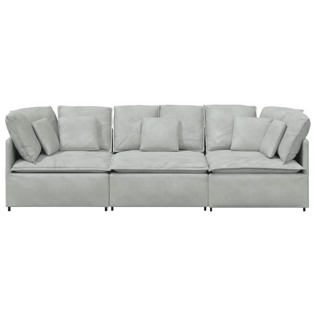 vidaXL Modulares Sofa mit Kissen Samt Hellgrau