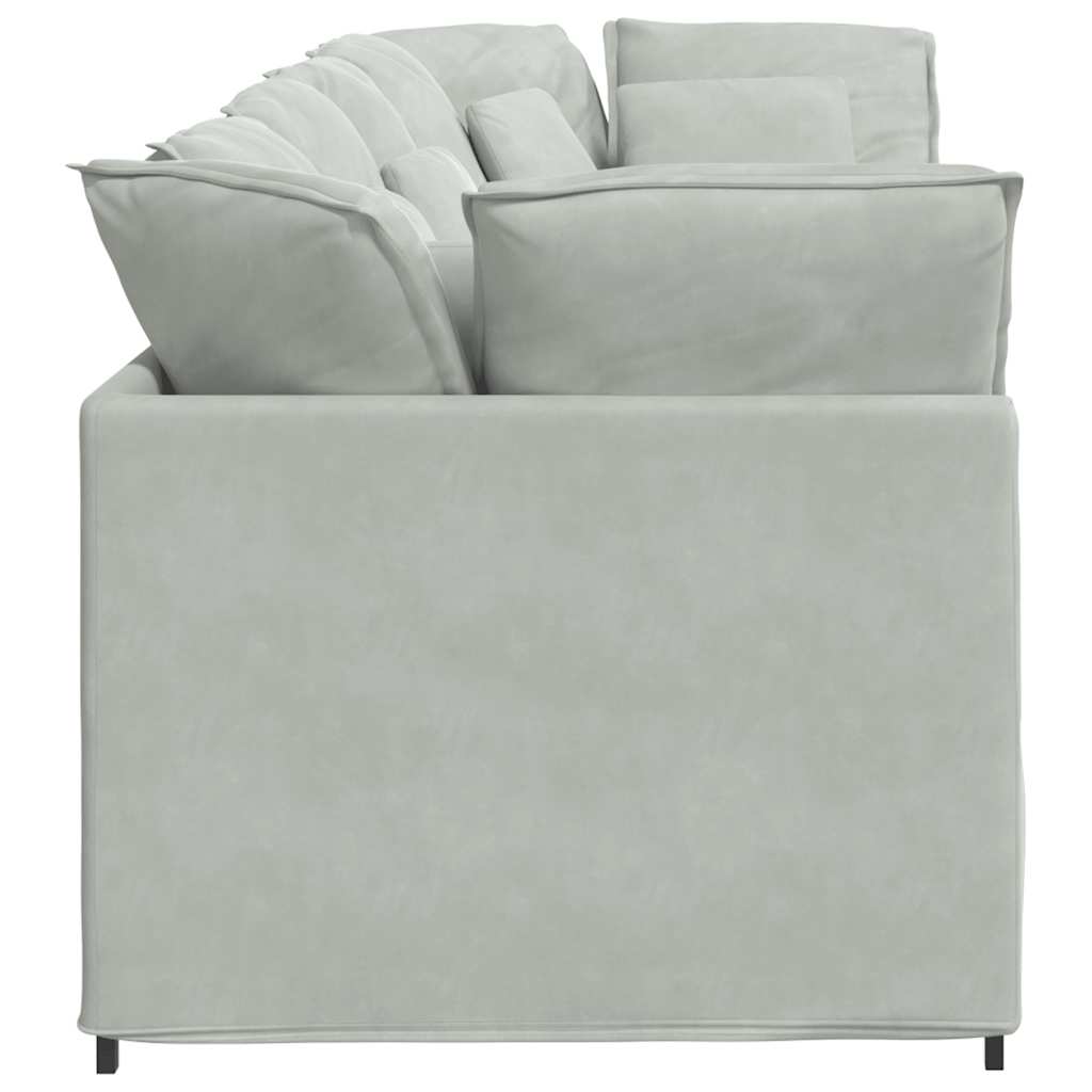 vidaXL Modulares Sofa mit Kissen Samt Hellgrau
