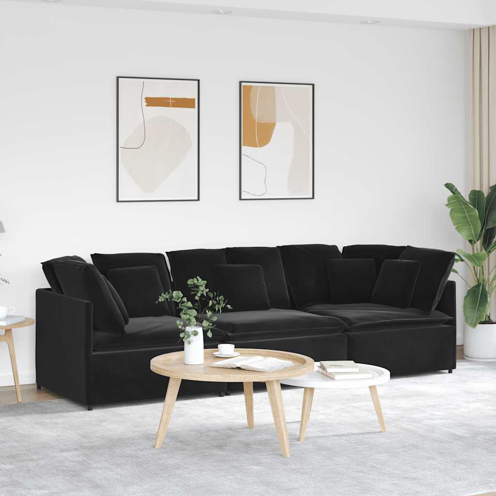 vidaXL Modulares Sofa mit Kissen Samt Hellgrau